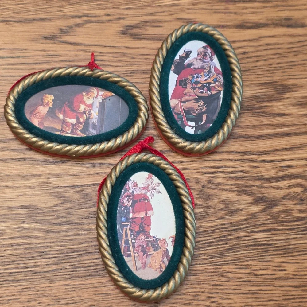 Vintage 1991 Coca-Cola Santa Claus Christmas Ornaments Set of 3 Collector 3 inch